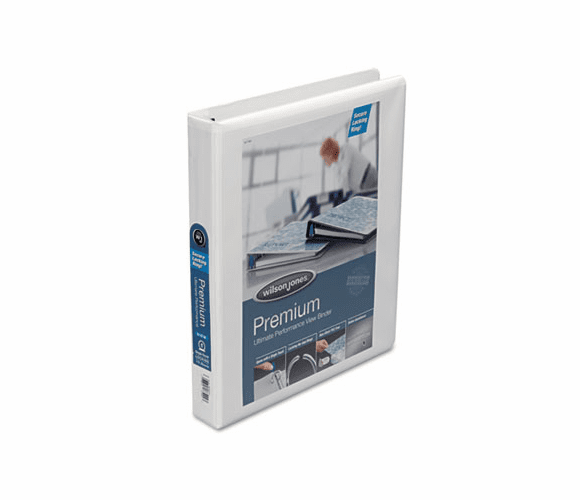 WLJ87902 Premium Single-Touch Locking Round Ring View Binder, 1" Capacity, White By WILSON JONES CO.