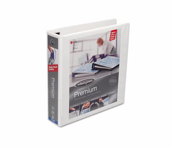 WLJ87908 Premium Single-Touch Locking Round Ring View Binder, 2" Capacity, White By WILSON JONES CO.