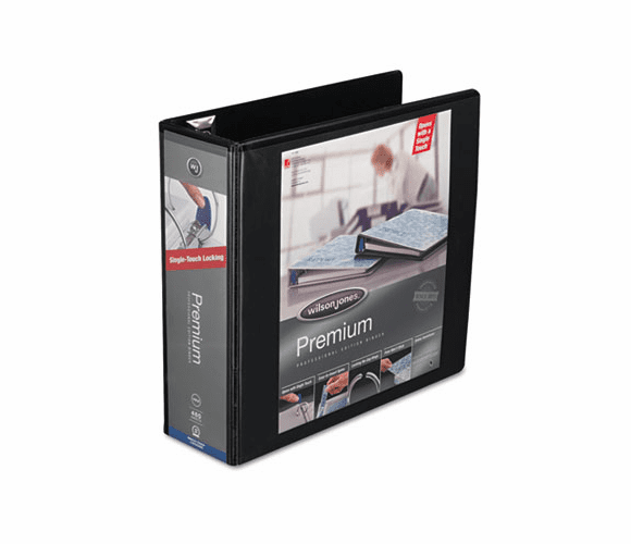 WLJ87909 Premium Single-Touch Locking Round Ring View Binder, 3" Capacity, Black By WILSON JONES CO.