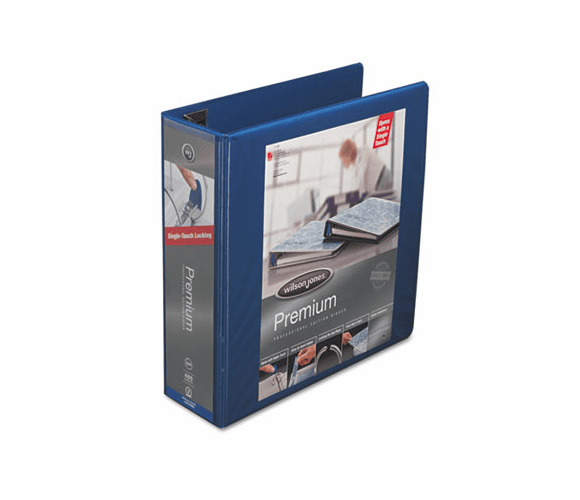 WLJ87910 Premium Single-Touch Locking Round Ring View Binder, 3" Capacity, Blue By WILSON JONES CO.