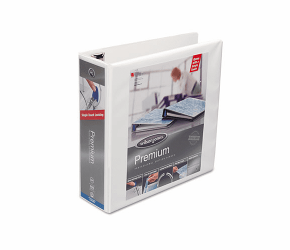 WLJ87911 Premium Single-Touch Locking Round Ring View Binder, 3" Capacity, White By WILSON JONES CO.
