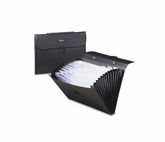 WLJ91165 Expanding Brief, 13 Pockets, Poly, Letter, Black/Clear By WILSON JONES CO.