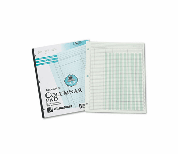 WLJG7205A Accounting Pad, Five Eight-Unit Columns, 8-1/2 x 11, 50-Sheet Pad By WILSON JONES CO.