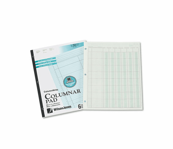 WLJG7206A Accounting Pad, Six Six-Unit Columns, 8-1/2 x 11, 50-Sheet Pad By WILSON JONES CO.