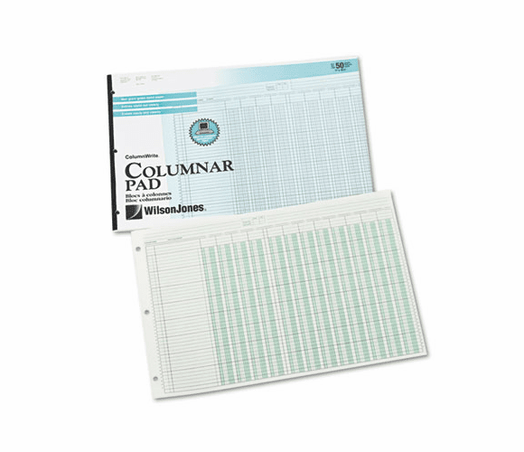 WLJG7212A Side-Punched Columnar Pad, 12 8-Unit Columns, Perforated Heading, 11 x 16-3/8 By WILSON JONES CO.