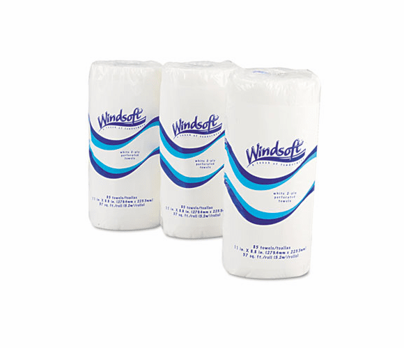 WNS122085CT Perforated Paper Towel Rolls, 11 x 8 4/5, White, 85/Roll, 30/Carton By WINDSOFT
