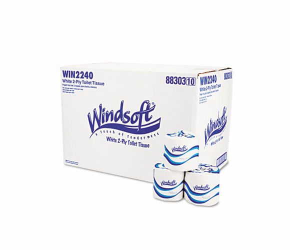 WNS2240 Single Roll Bath Tissue, 500 Sheets/Roll, 96 Rolls/Carton By WINDSOFT