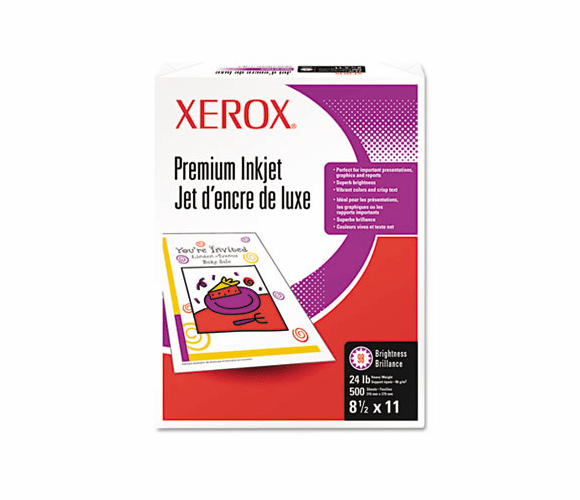 XER3R13037 Premium Inkjet Paper, 95 Brightness, 24lb, 8-1/2 x 11, White, 500 Sheets/Ream By XEROX CORP.