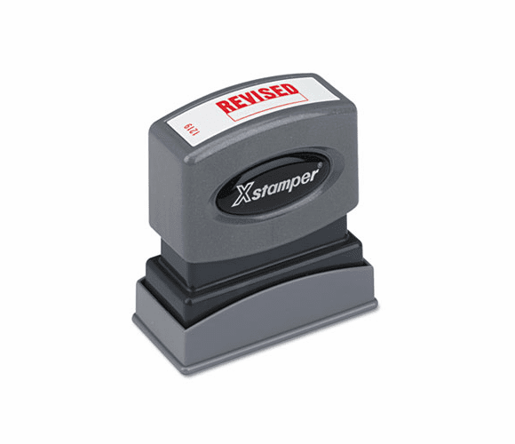 XST1219 Title Message Stamp, REVISED, Pre-Inked/Re-Inkable, Red By SHACHIHATA INC. U.S.A.