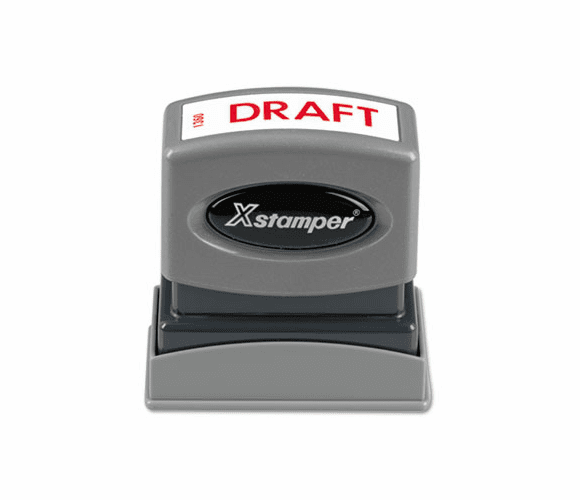 XST1360 Title Message Stamp, DRAFT, Pre-Inked/Re-Inkable, Red By SHACHIHATA INC. U.S.A.
