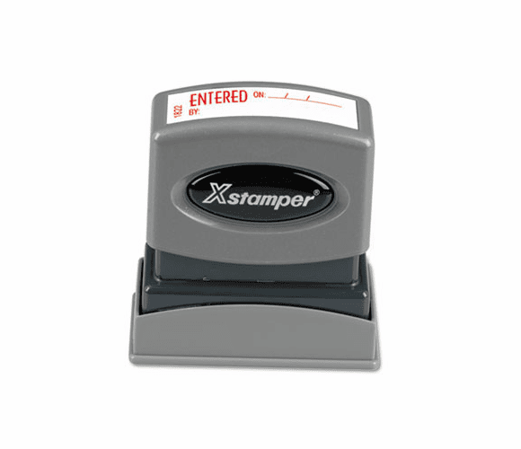 XST1822 Title Message Stamp, ENTERED, Pre-Inked/Re-Inkable, Red By SHACHIHATA INC. U.S.A.