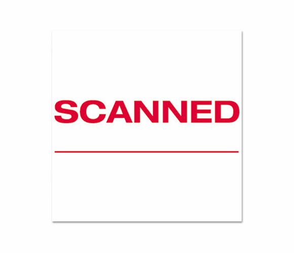 XST1829 Eco-Green Title Message Stamp, SCANNED, Pre-Inked/ReInkable, Red By SHACHIHATA INC. U.S.A.