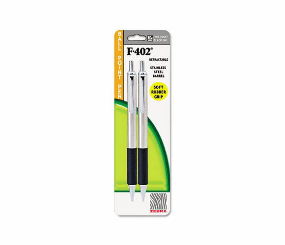 ZEB29212 F-402 Ballpoint Retractable Pen, Black Ink, Fine, 2/PK By ZEBRA PEN CORP.