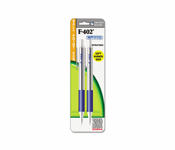 ZEB29222 F-402 Ballpoint Retractable Pen, Blue Ink, Fine, 2/PK By ZEBRA PEN CORP.
