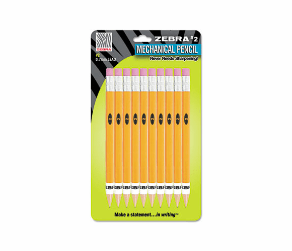 ZEB51351 #2 Mechanical Pencil, 0.7 mm, Yellow, 10/Pack By ZEBRA PEN CORP.