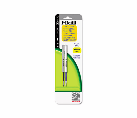 ZEB85422 Refill for F301, F301 Ultra, F402, 301A, Spiral Ballpoint, Med, Blue, 2/Pack By ZEBRA PEN CORP.