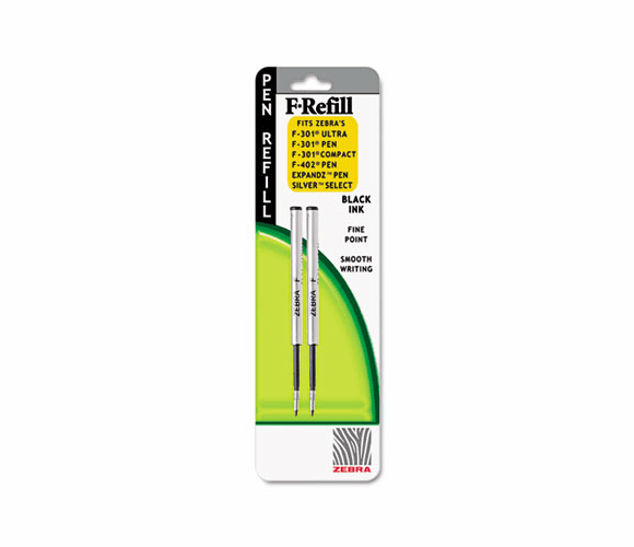 ZEB85512 Refill for F301, F301 Ultra, F402, 301A, Spiral Ballpoint, Fine, Black, 2/Pack By ZEBRA PEN CORP.