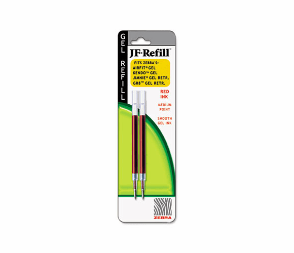 ZEB87032 JF Refill for Jimnie Gel RT/Sarasa/Z-Grip Gel Roller Ball, Med, Red, 2/Pack By ZEBRA PEN CORP.
