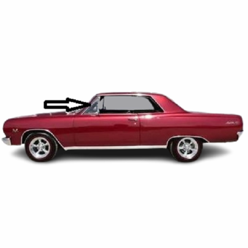 Driver Quarter Side Door Glass Chevrolet Malibu 2 Door Convertible 1964-1965