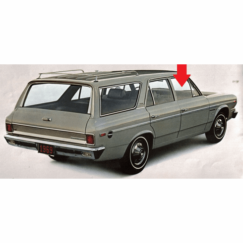 Front Passenger Side Door Glass American Motors American 4 Door Station Wagon 1965-1969