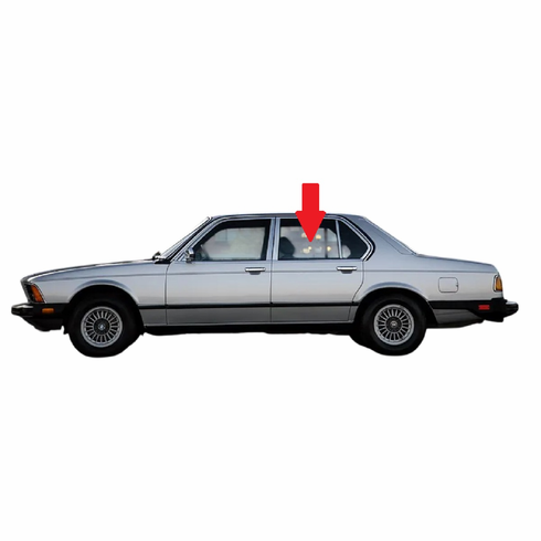 Rear Driver Side Door Glass BMW 733i 4 Door Sedan 1978
