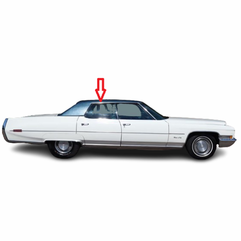 Rear Passenger Side Door Glass Cadillac Deville 4 Door Sedan 1971-1974