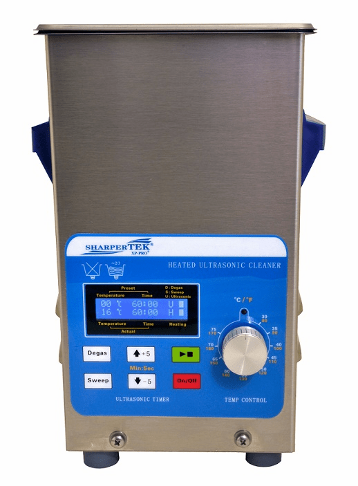 Heated Ultrasonic Jewelry Cleaner XPS120-2.5L 6" x 5.25" x 6" (L x W x H) with Sweep and Degas by Sharpertek USA.
