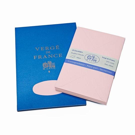 G. Lalo Verge De France Medium Tablet and Envelope Set (5.75 x 8.25) ( Rose )