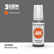 AK Interactive 11018 3Gen Acrylics AK11018 - Neutral Grey - Standard 18 ml