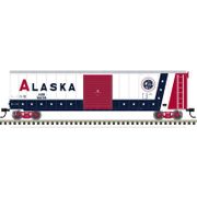 Atlas 20008143 Master Series HO Scale 50' Postwar Single Door Box Car - Alaska # 10076 (Red/White/Blue)