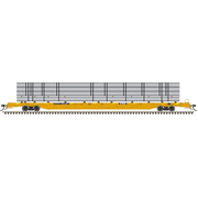Atlas 20008199 Master Series HO Scale F89J Flat Car - PTTX Yellow w/Conspicuity (w/deck risers & silver pipe load) Road # 602467 (Yellow)