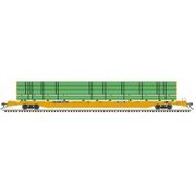 Atlas 50007701 Master Series N Scale F89J Flat Car - PTTX Yellow w/Conspicuity (w/ deck risers & green pipe load) Road # 602062 (Yellow)