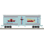 Atlas Trainman 20008364 HO Scale 40' Plug Door Box Car - Ford� Vintage Mustang # 1964 (Baby Blue/Cherry Red)