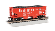 Bachmann 19518 HO Scale 55-Ton 2-Bay USRA Outside Braced Hopper with Removeable Coal Load - Burlington # 189301