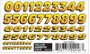 PineCar 4016 Dry Transfer Decals - Yellow Numbers