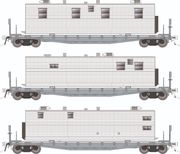 Rapido Trains 138198 HO F30A 50' Flat Car w/Camp Van: Painted, Unlettered: 3-Pack
