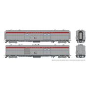 Rapido Trains 176029 HO Business Set: Econo Baggage + Power Car w/ Snd - Scarlet Stripe: #298 + 295