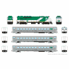 Rapido Trains 226003 HO Scale GO Transit (GP40TC, 2 Coaches and 1 Cab Car) (GP40TC - Early Green Scheme) (Cars - Early Scheme) DC/Silent GP40TC 9802 Cab Coach 9850 Coaches 9907 9940