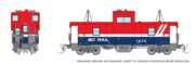 Rapido Trains 510055 N Scale Wide Vision Caboose: BC Rail - "Hockey Stick" Scheme Road # 1875 (Red/Blue/White)