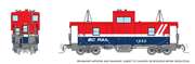 Rapido Trains 510056 N Scale Wide Vision Caboose: BC Rail - "Hockey Stick" Scheme Road # 1880 (Red/Blue/White)