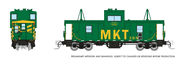 Rapido Trains 510075 N Scale Wide Vision Caboose: Missouri-Kansas-Texas (MKT) Road # 134 (Green/Yellow)