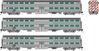 Rapido Trains 545001 N Gallery Commuter Car: Burlington Northern: Set #1 (Cab: 791 Coaches: 728 746)