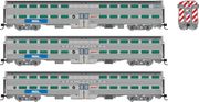 Rapido Trains 545009 N Gallery Commuter Car: Metra - BNSF Swoosh: Set #1 (Cab: 809 Coaches: 754 779)