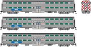 Rapido Trains 545010 N Gallery Commuter Car: Metra - BNSF Swoosh: Set #2 (Cab: 811 Coaches: 751 778)