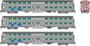 Rapido Trains 545010 N Gallery Commuter Car: Metra - BNSF Swoosh: Set #2 (Cab: 811 Coaches: 751 778)
