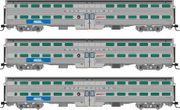 Rapido Trains 545011 N Gallery Commuter Car: Metra - BNSF Swoosh: Set #3 (Coaches: 741 750 777)