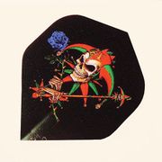 Alchemy Standard Dart Flights FAL13 - Black Background with Jester Skull and a Blue Rose