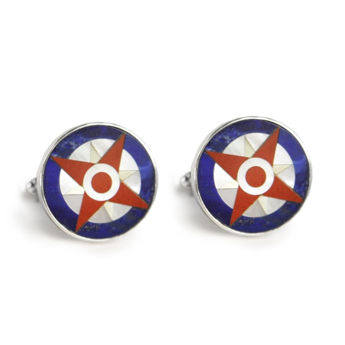 Compass Rose Inlay Cufflinks Coastal Gifts