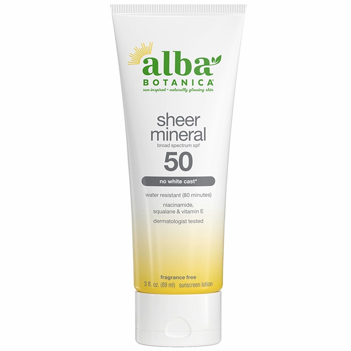 Alba Botanica, Sheer Mineral Sunscreen Lotion SPF 50, 3 oz
