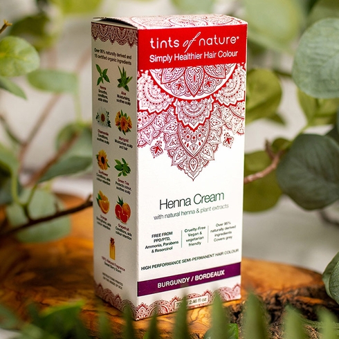 Henna Cream Semi-Permanent Hair Colour Burgundy, 2.46 oz, Tints of Nature